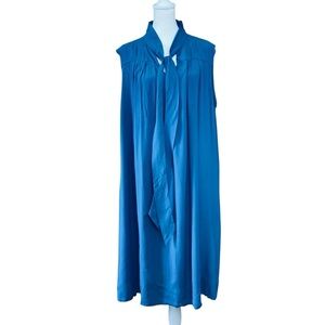 LL Bean Signature Bondi/Peacock Blue Sleeveless Tie Neck Shift Dress‎ (Size 18)